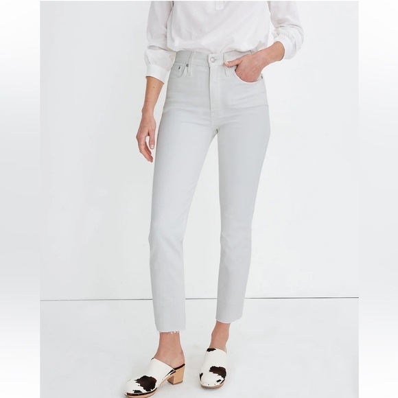 Madewell White The Perfect Vintage Crop Jeans Raw‎ Hem Size 26 - Picture 9 of 11